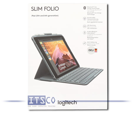 Schutzhülle Logitech Slim Folio mit Tastatur für iPad 5. und 6. Generation