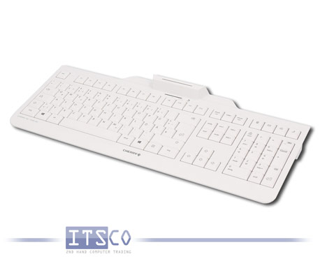 Tastatur Cherry KC 1000 SC mit integriertem Smartcard-Terminal Weiss-Grau USB-Anschluss Deutsch QWER