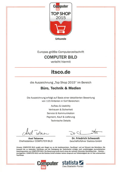ITSCO als TOP Shop 2015 ausgezeichnet