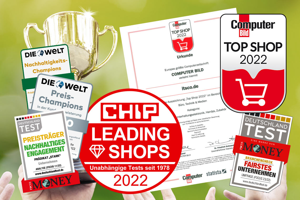 Auszeichnungen Leading Shops 2022, Top Shop 2022 und Preis-Champions 2022 und Preisträger Nachhaltiges Engagement 2022