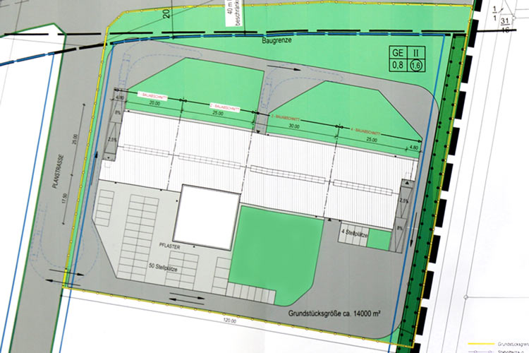 A blueprint of the site where ITSCO plans to build a new 20,000 m² facility