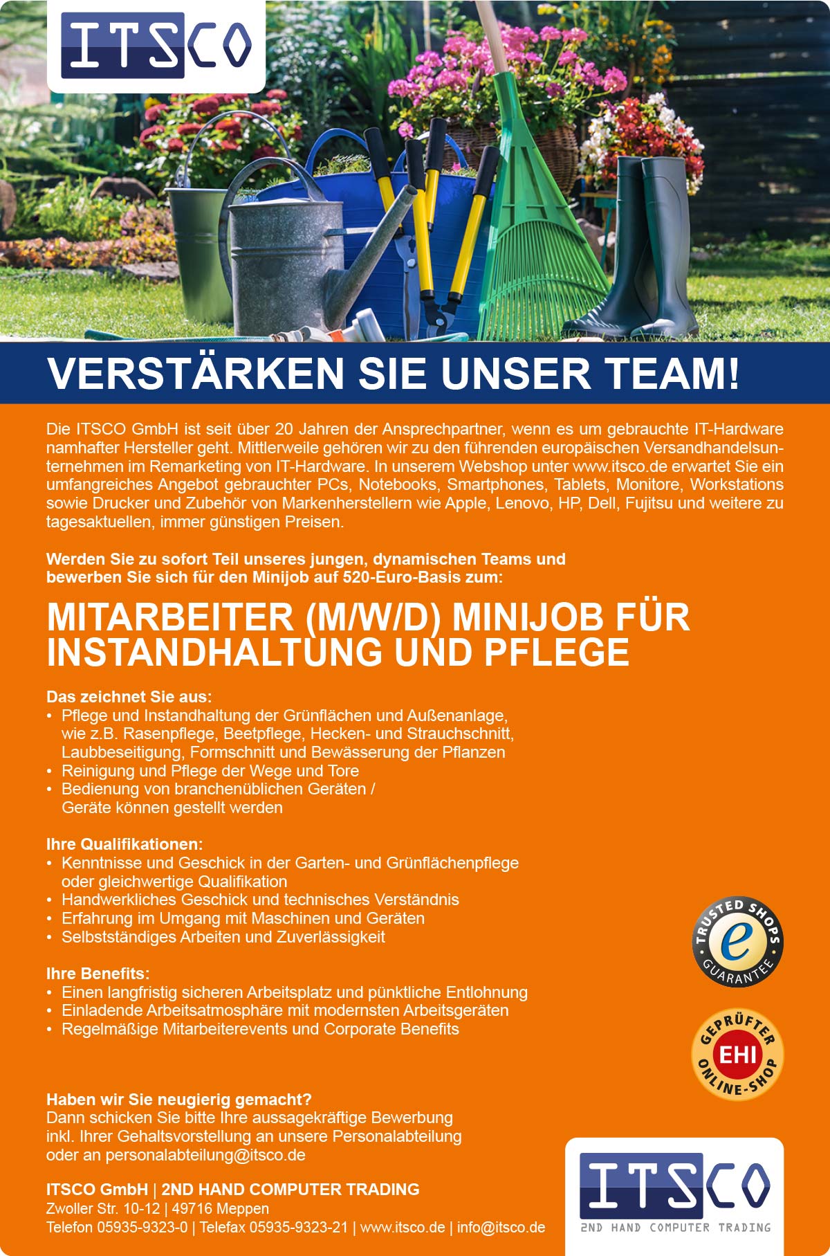 Mitarbeiter (m/w/d) für Instandhaltung und Pflege Minijob in Meppen
