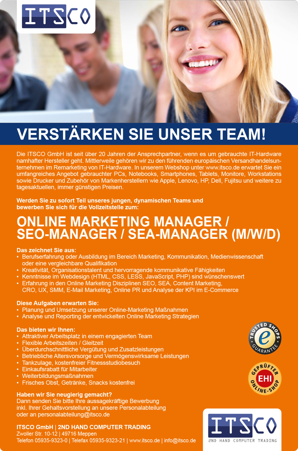 Online Marketing Manager Job in Meppen