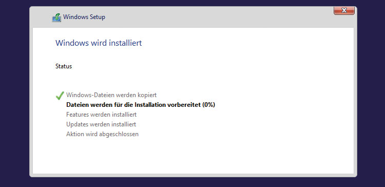 Windows 10 installieren - Windows wird installiert