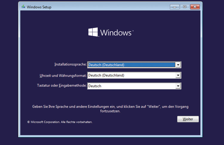 Windows 10 installieren - Setup
