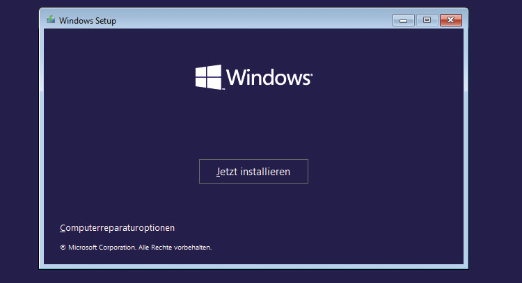 Windows 10 installieren - Installation starten