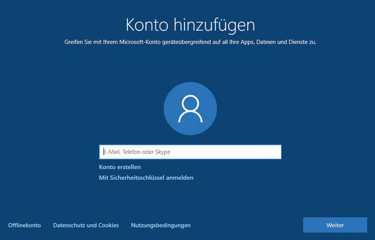 Windows 10 einrichten - mit Microsoft Konto