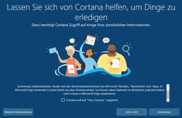 Windows 10 einrichten - Cortana