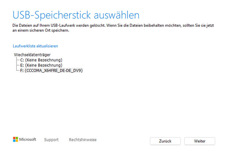 Windows 11 - Speicherstick selektieren