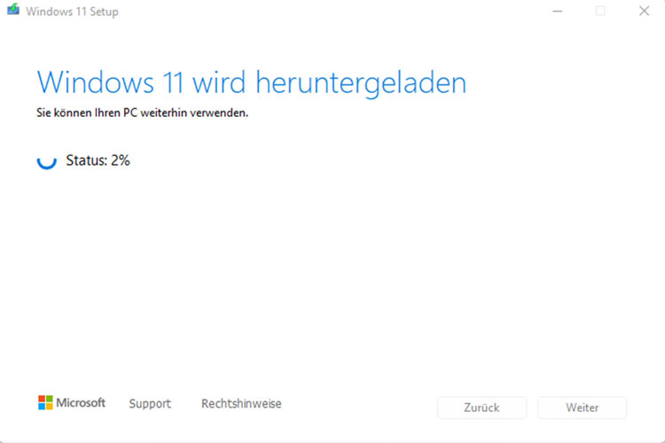 Windows 11 wird heruntergeladen