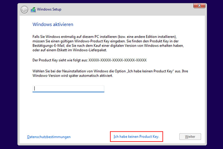 Windows 11 Setup - Windows aktivieren