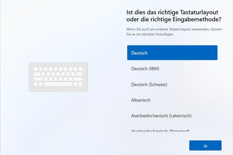 Windows 11 - Tastaturlayout wählen