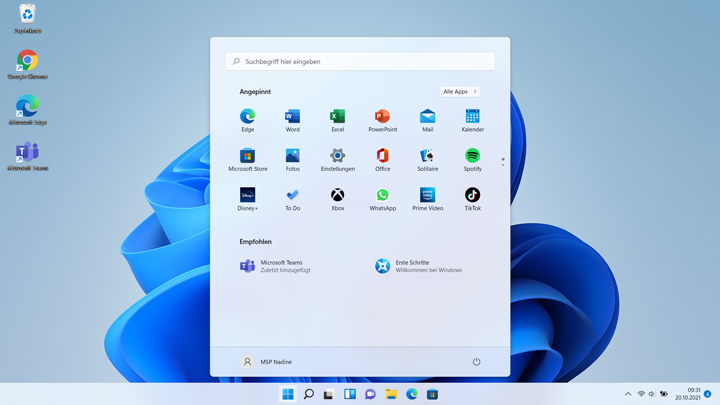 Windows 11 Upgrade - Taskleiste und Startmenü