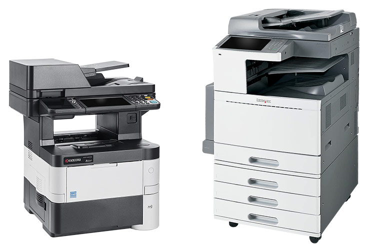 Gebrauchte Multifunktionsdrucker sind in unterschiedlichen Größen erhältlich